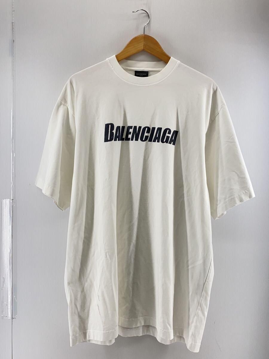 【中古】BALENCIAGA◆22SS/BOXY TSHIRT/プルオーバー/XS/綿織物/WHT【メンズウェア】
