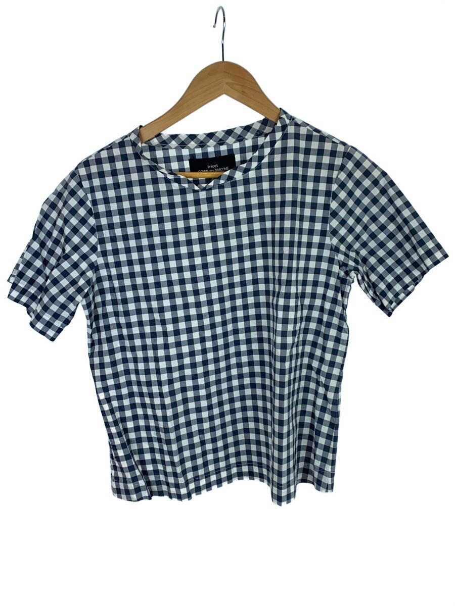 【中古】tricot COMME des GARCONS◆半袖トップ/S/綿織物/NVY/ギンガムCK/TO-B036【レディースお召しもの】