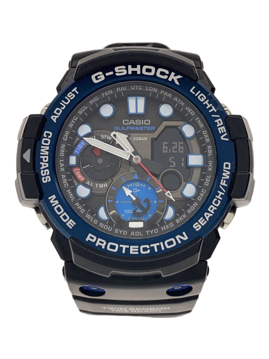 【中古】CASIO◆石英ウオッチ・G-SHOCK/デジアナ/BLU【服飾雑貨他】