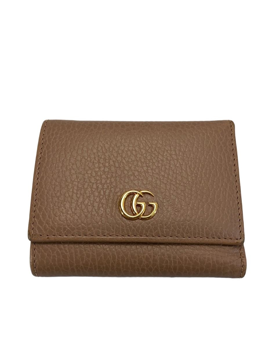 【中古】GUCCI◆3つ折り紙入れ/なめし革/BEG/レディース【服飾雑貨他】