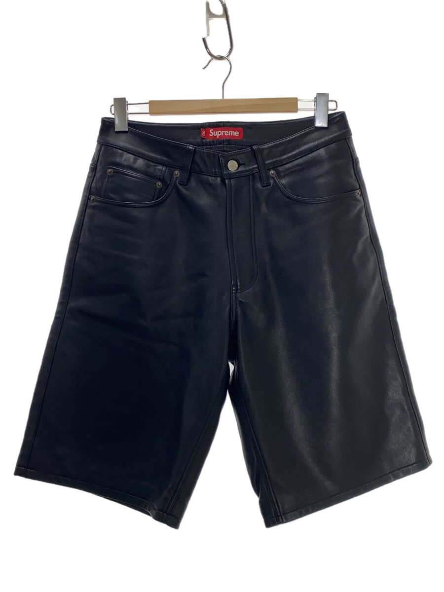 【中古】Supreme◆24ss/Baggy Leather Short/遊撃手ズボン下/30/羊革/BLK/無地//【メンズウェア】