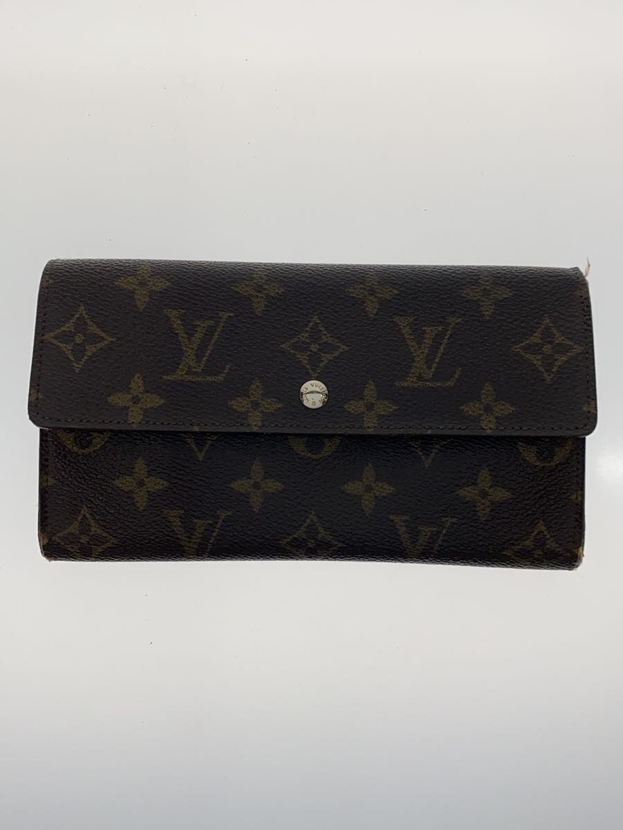 【中古】LOUIS VUITTON◆1)ポルト・トレゾール・インターナショナル_モノグラム・キャンバス/PVC/BRW/レディース【服飾雑貨他】