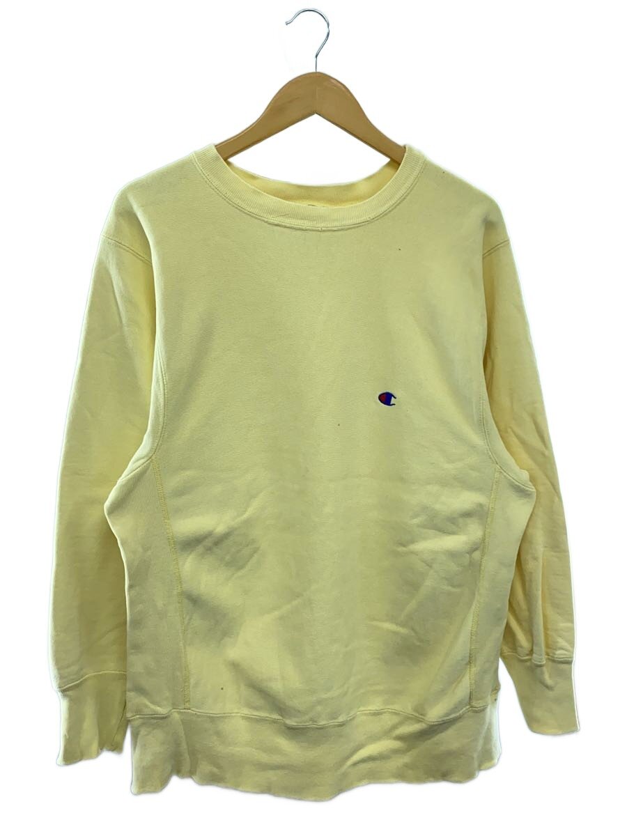 【中古】Champion◆80s/RW/トリコ2枚引き舟/クルーネックスウェット/ロゴタイプ刺しゅう/MADE IN USA/L/綿織物/YLW【メンズウェア】