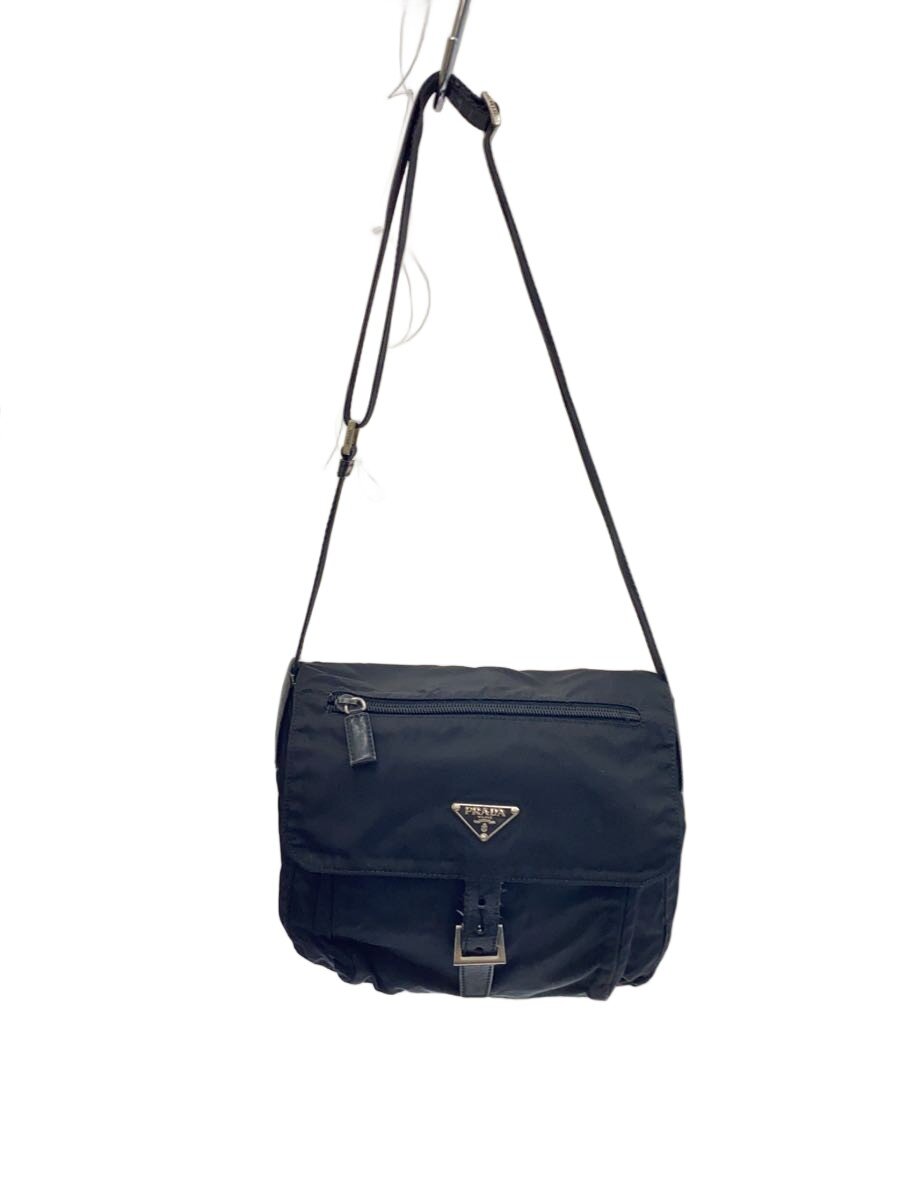 【中古】PRADA◆ショルダーバッグ/ナイロン/BLK【御徒面子】