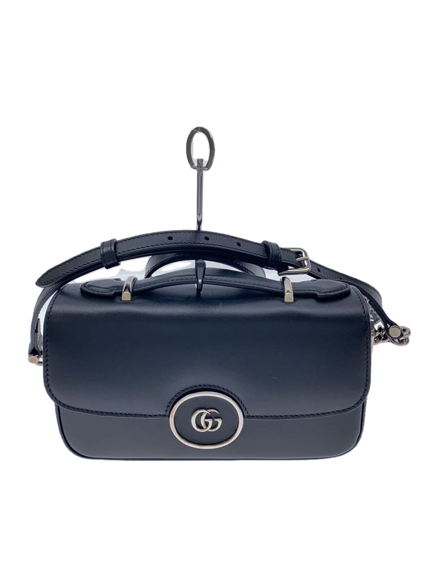 【中古】GUCCI◆ショルダーバッグ/なめし革/BLK/739722【御徒面子】