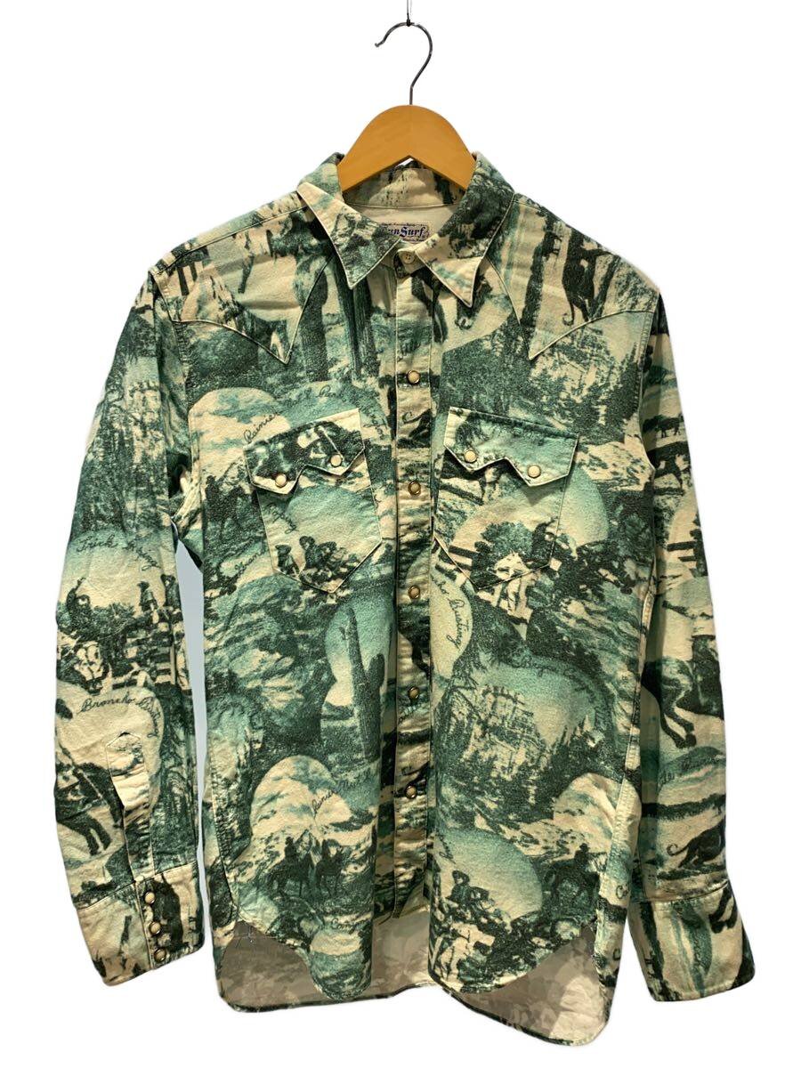 【中古】SUN SURF◆長袖ティーシャツ/L/綿織物/GRN/総柄//【メンズウェア】