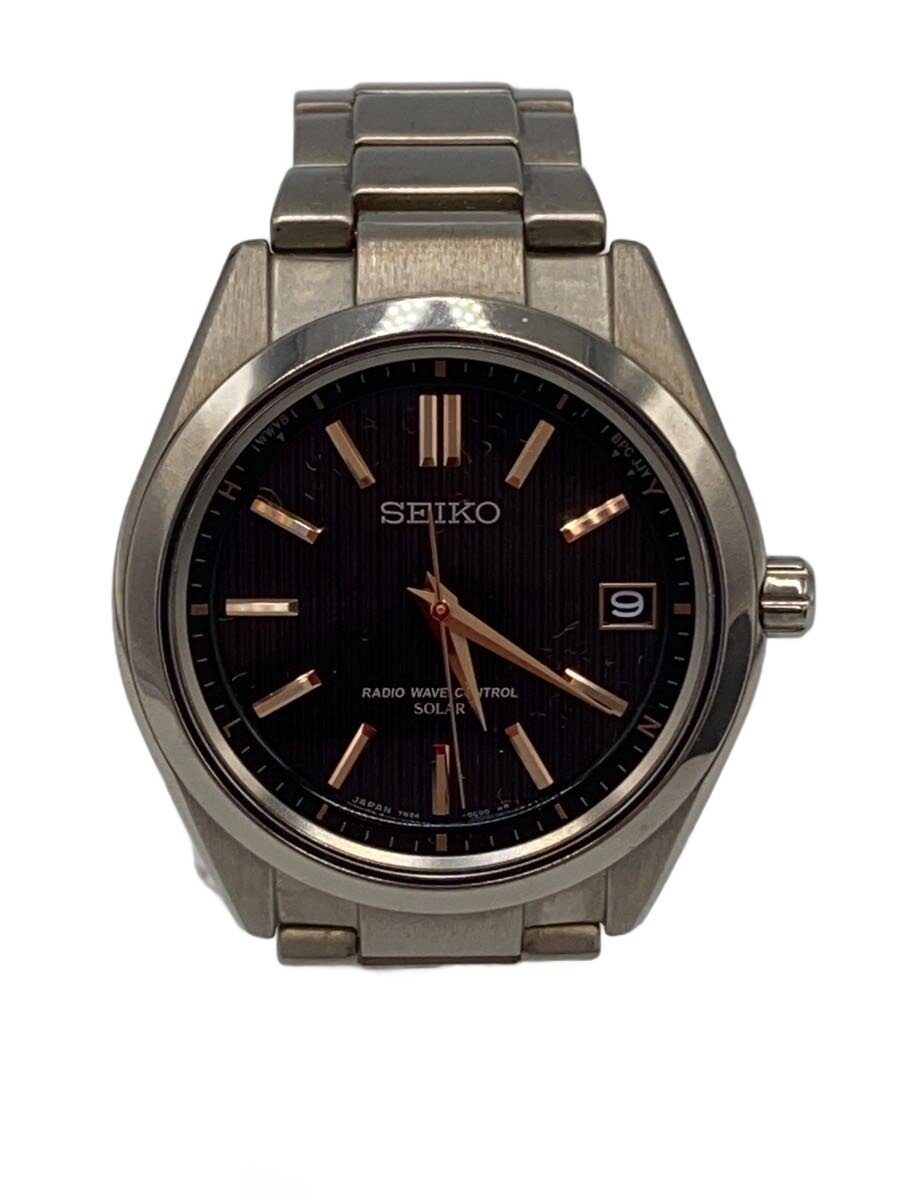 【中古】SEIKO◆ソーラーウオッチ/アナログ/ステンレス鋼/BLK/SLV/7b24-0bh0//【服飾雑貨他】