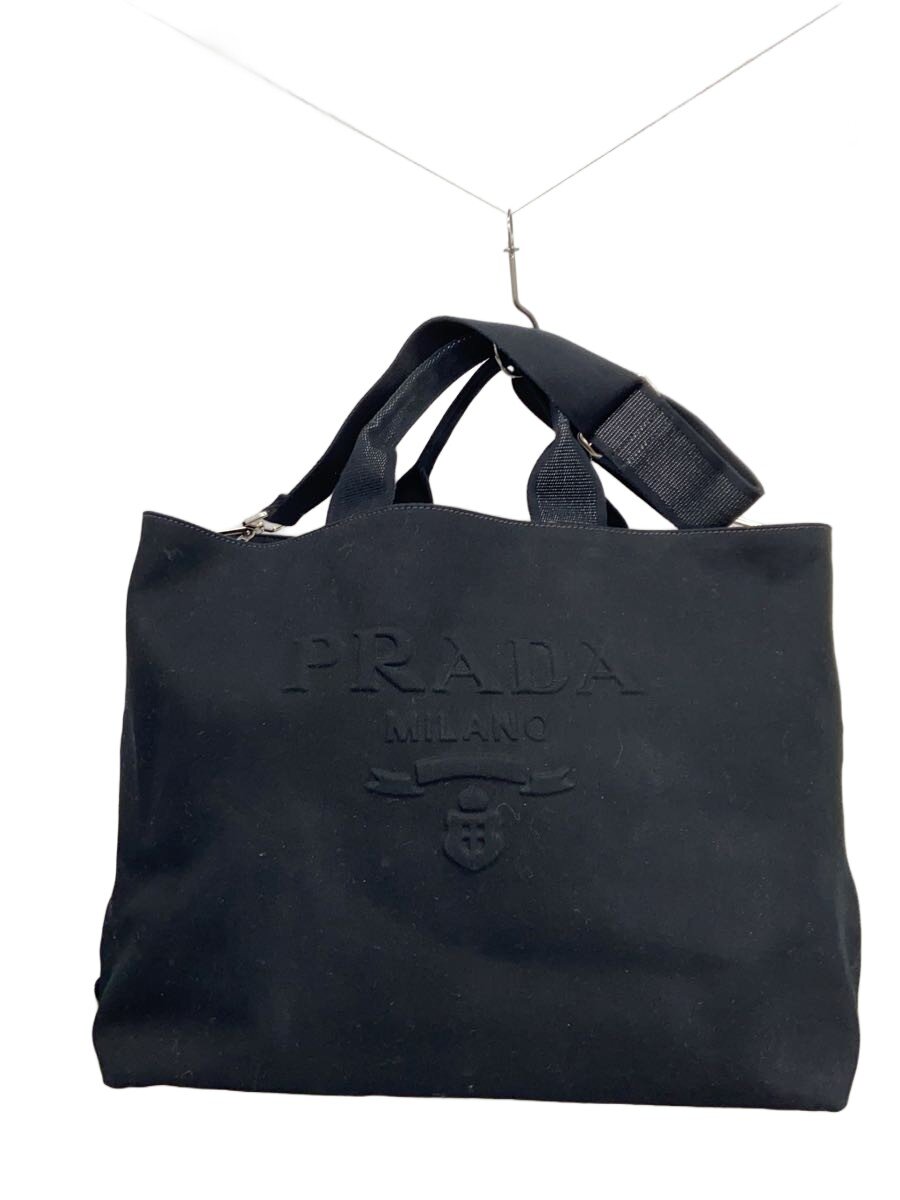 【中古】PRADA◆2WAY/DRILL/トートバッグ/帆布/BLK/1BG395【御徒面子】