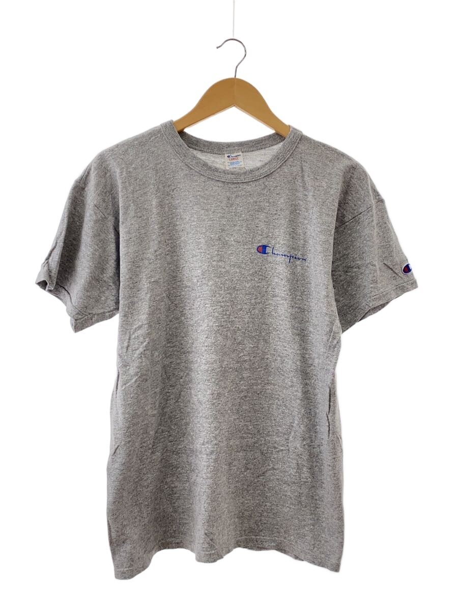 【中古】Champion◆80s 後期 霜降り 袖裾シングル プルオーバー/L/綿織物/薄墨色【メンズウェア】