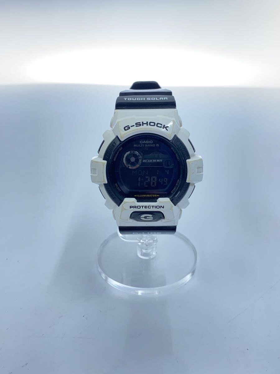 【中古】CASIO◆ソーラーウオッチ・G-SHOCK/デジタル/--/WHT/BLK/SS【服飾雑貨他】