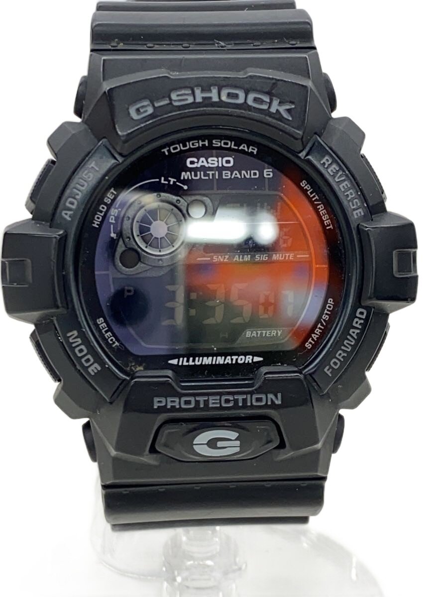 【中古】CASIO◆石英ウオッチ/アナログ/天然ゴム/BLK/BLK/GW-8900A【服飾雑貨他】