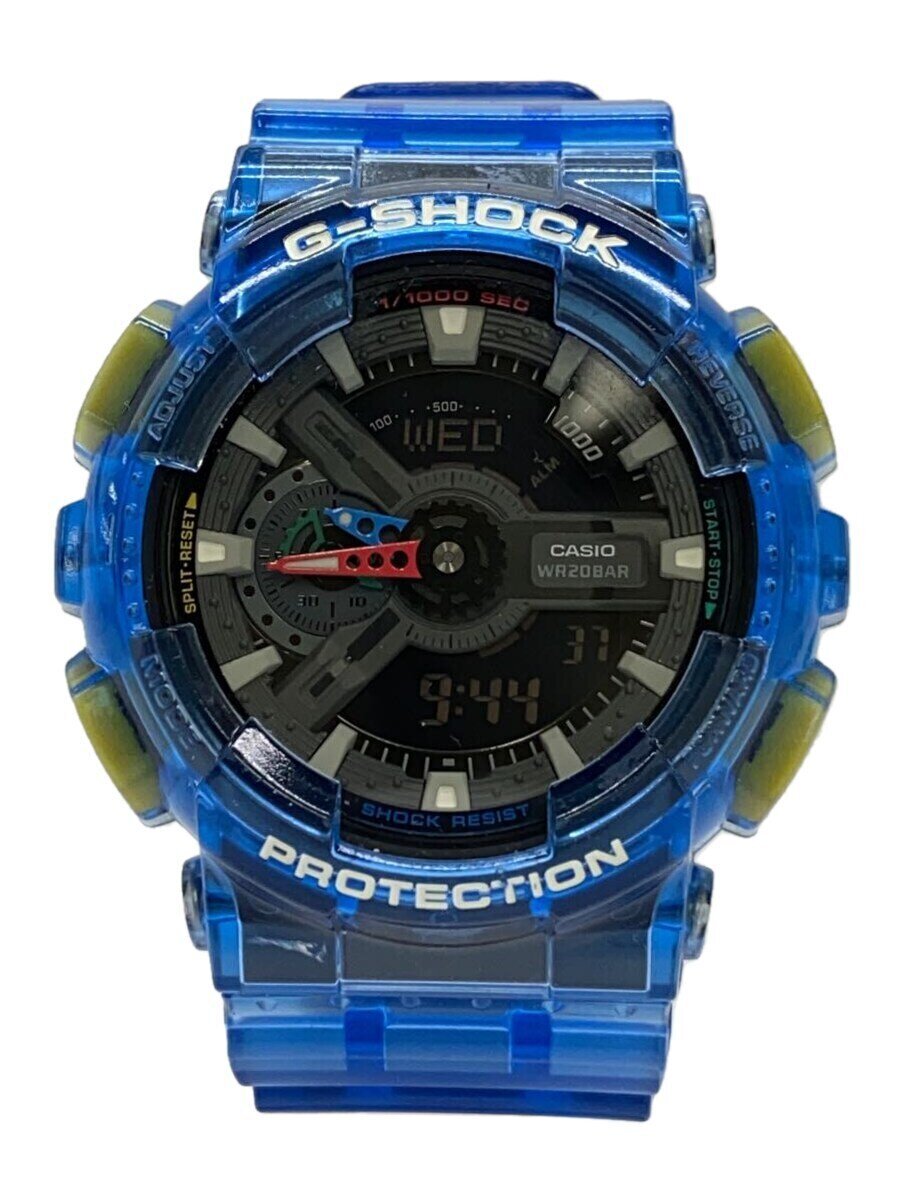 【中古】CASIO◆石英ウオッチ_G-SHOCK/アナログ/--/BLK/BLU/青み/青【服飾雑貨他】