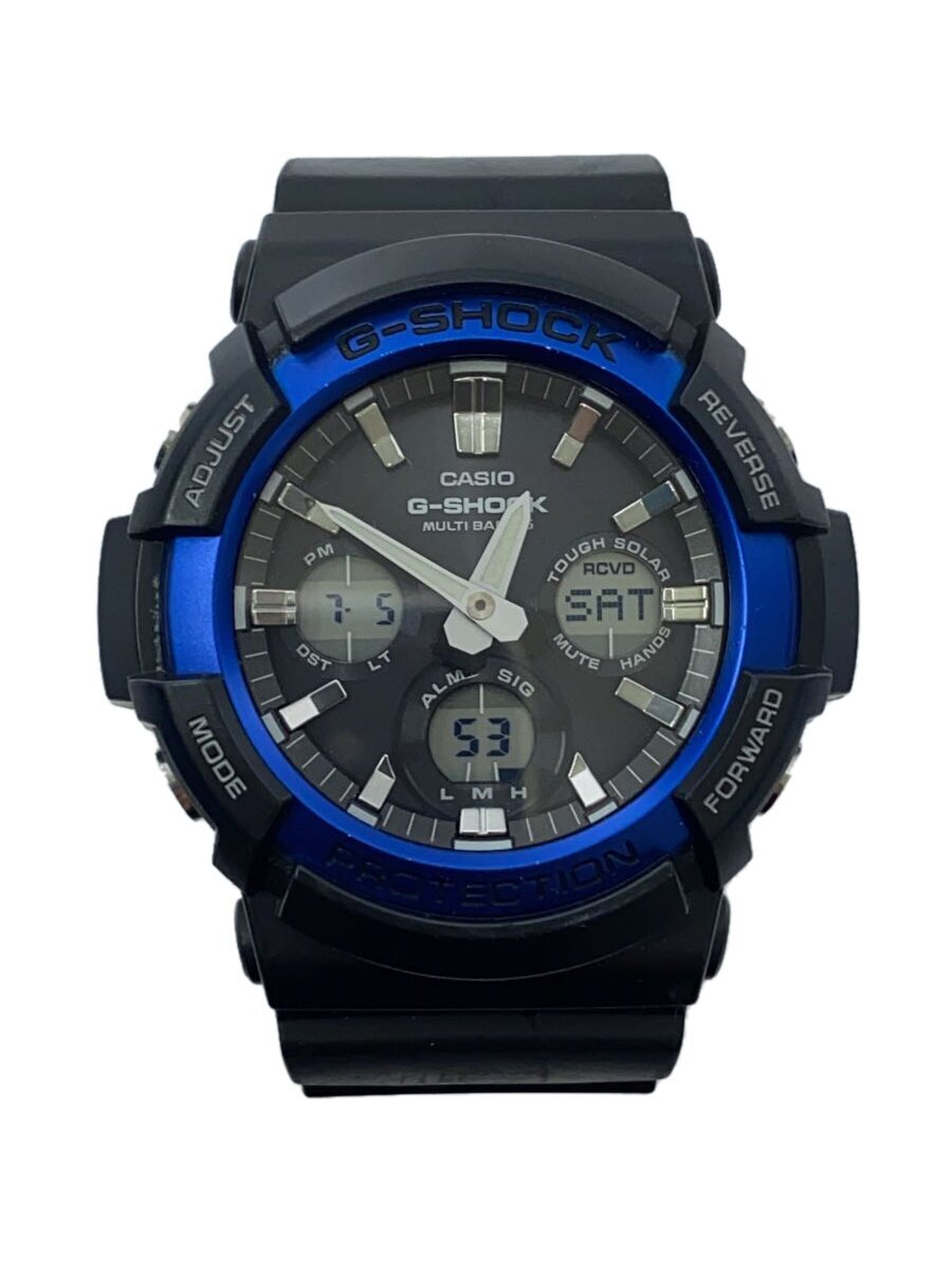 【中古】CASIO◆石英ウオッチ/デジアナ/天然ゴム/BLK/BLK/SS/GAW-100B【服飾雑貨他】