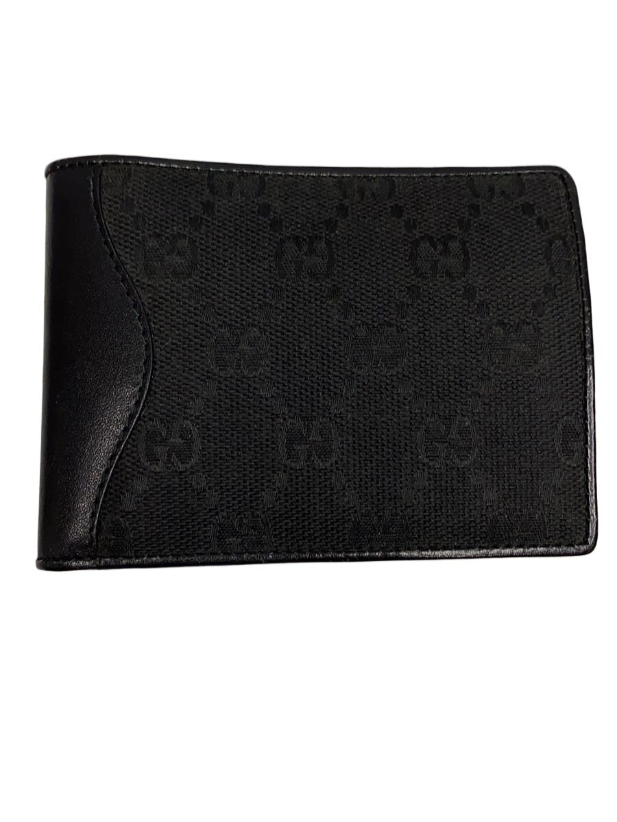 【中古】GUCCI◆2つ折り金入れ/帆布/BLK/総柄/メンズ/034・1135・0753【服飾雑貨他】