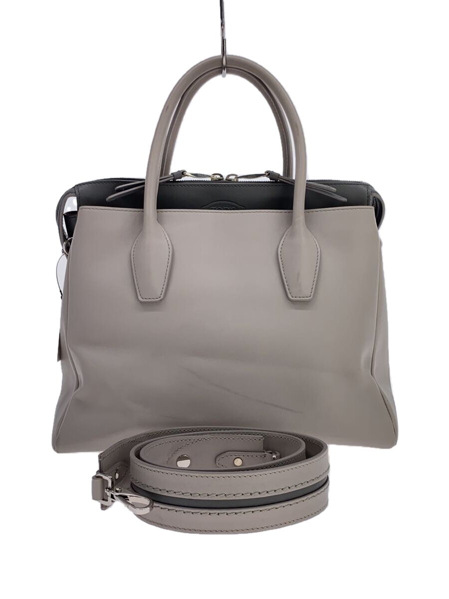 【中古】TOD’S◆ハンドバック/なめし革/GRY/無地【御徒面子】