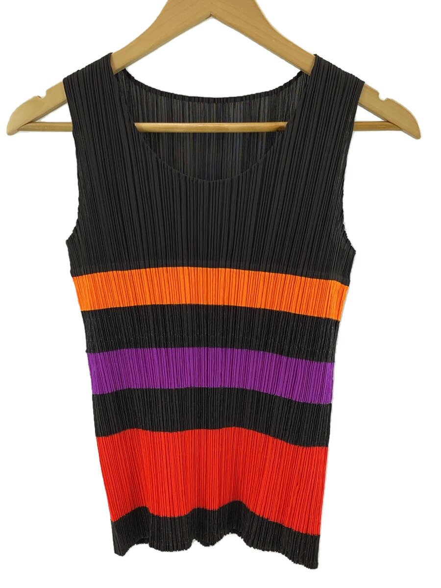 【中古】PLEATS PLEASE ISSEY MIYAKE◆ノースリーブカットソー/3/ポリエステル/マルチ色つや/間借り人/PP53-JK611【レディース御召しもの】