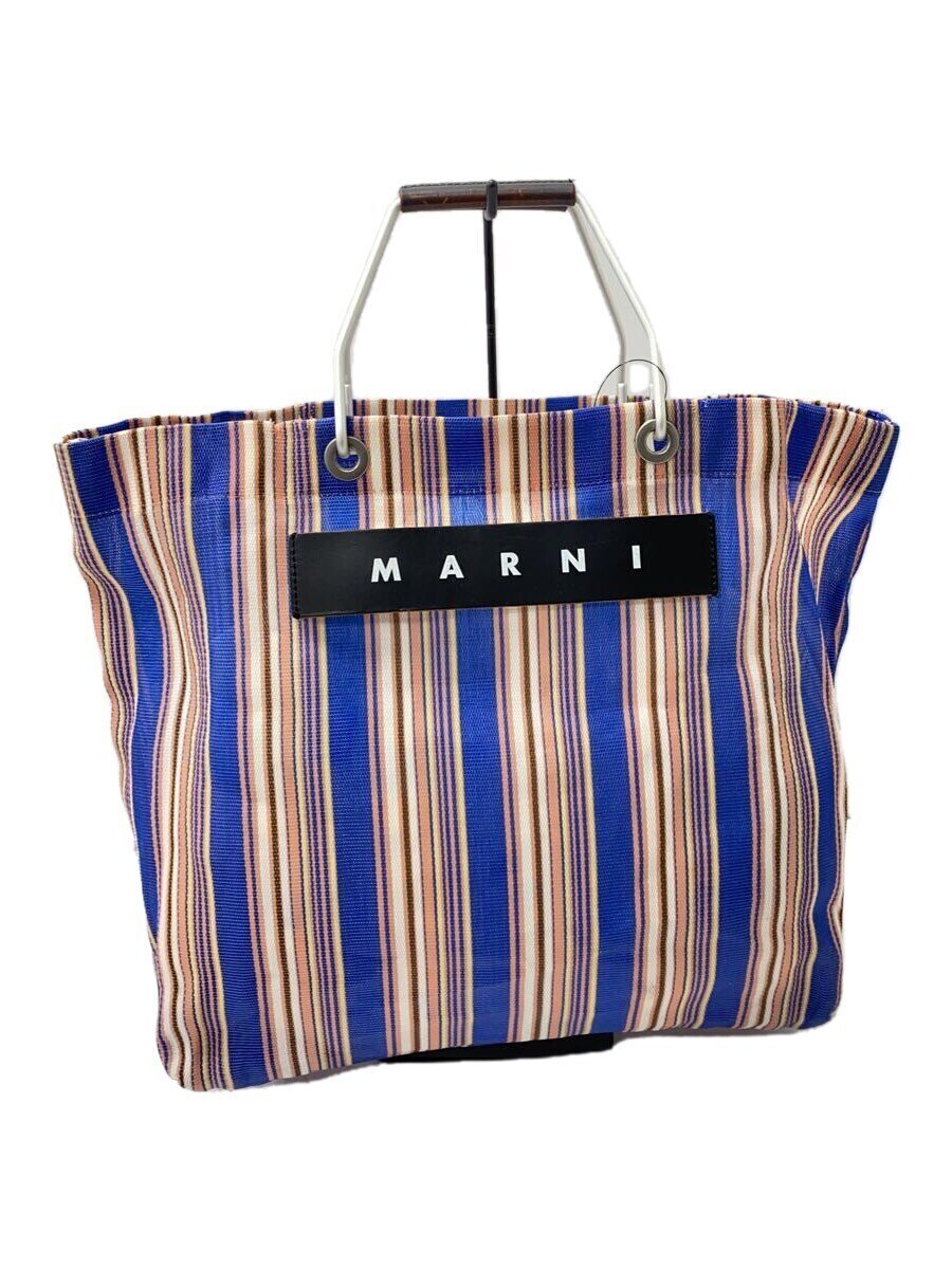 【中古】MARNI◆御花喫茶店/買い出し御徒面子/トートバッグ/--/PNK/縞模様【御徒面子】