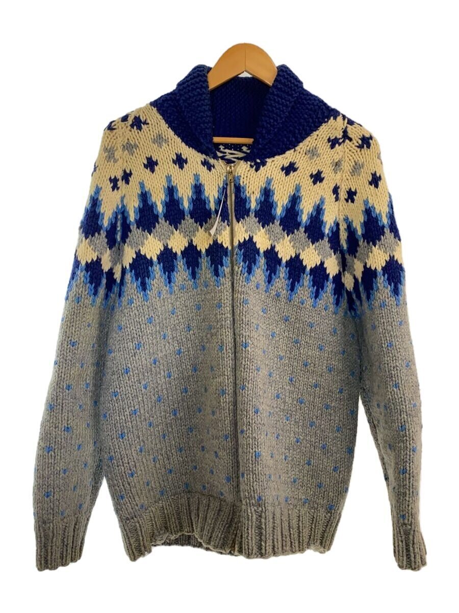 【中古】60s-70s/カウチンニット/COATS CLARKジップ/ノルディック柄/ジャケット//BLU【メンズウェア】｜2ｎｄ STREET 店