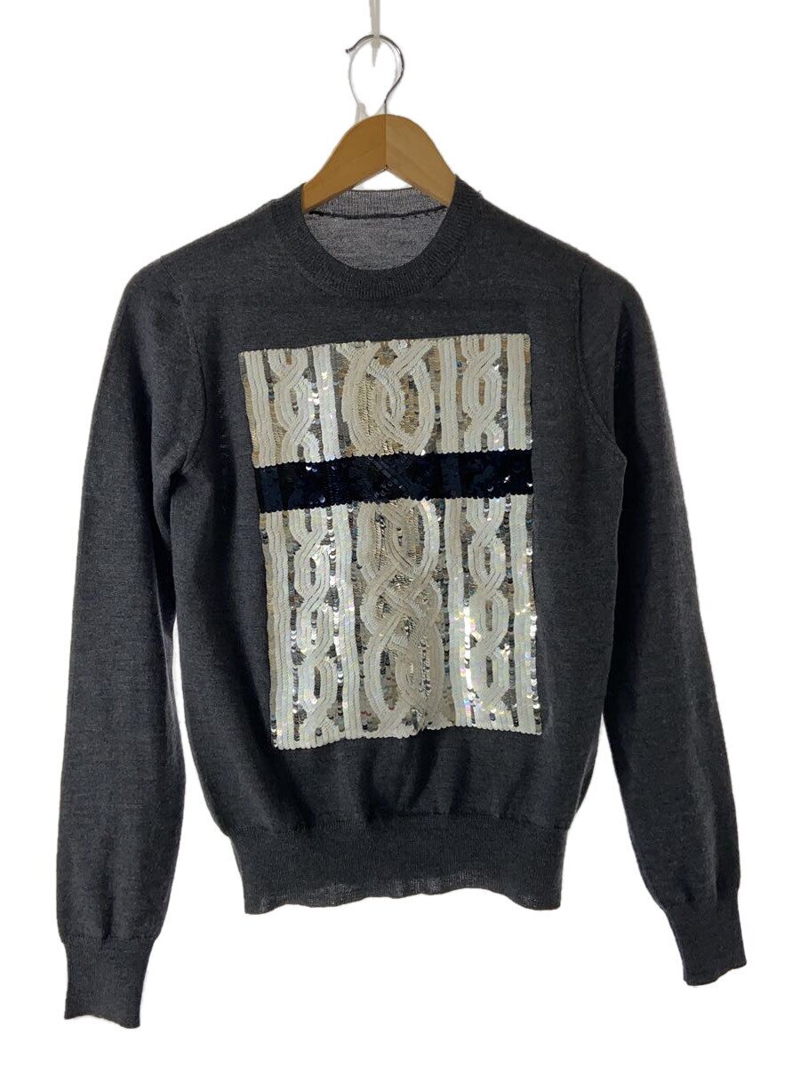 【中古】Christian Dior◆背曳き船無/内曳き船ほつれ/エンベッディッドクルーネックニット/34/羊毛/5A24569XM573【レディース御召しもの】