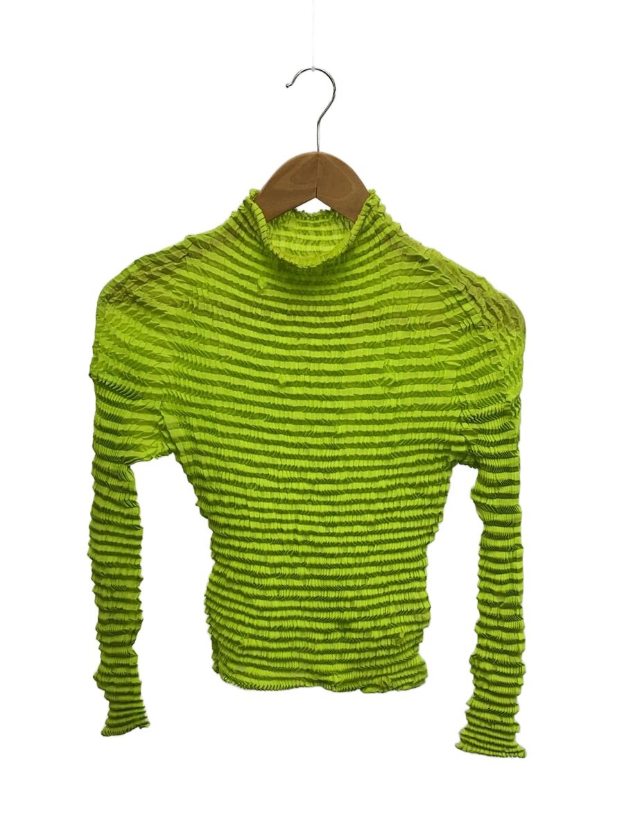 【中古】ISSEY MIYAKE◆ハイネック/筋目/長袖カットソー/3/ポリエステル/緑であること/IM04FJ945【レディース御召しもの】