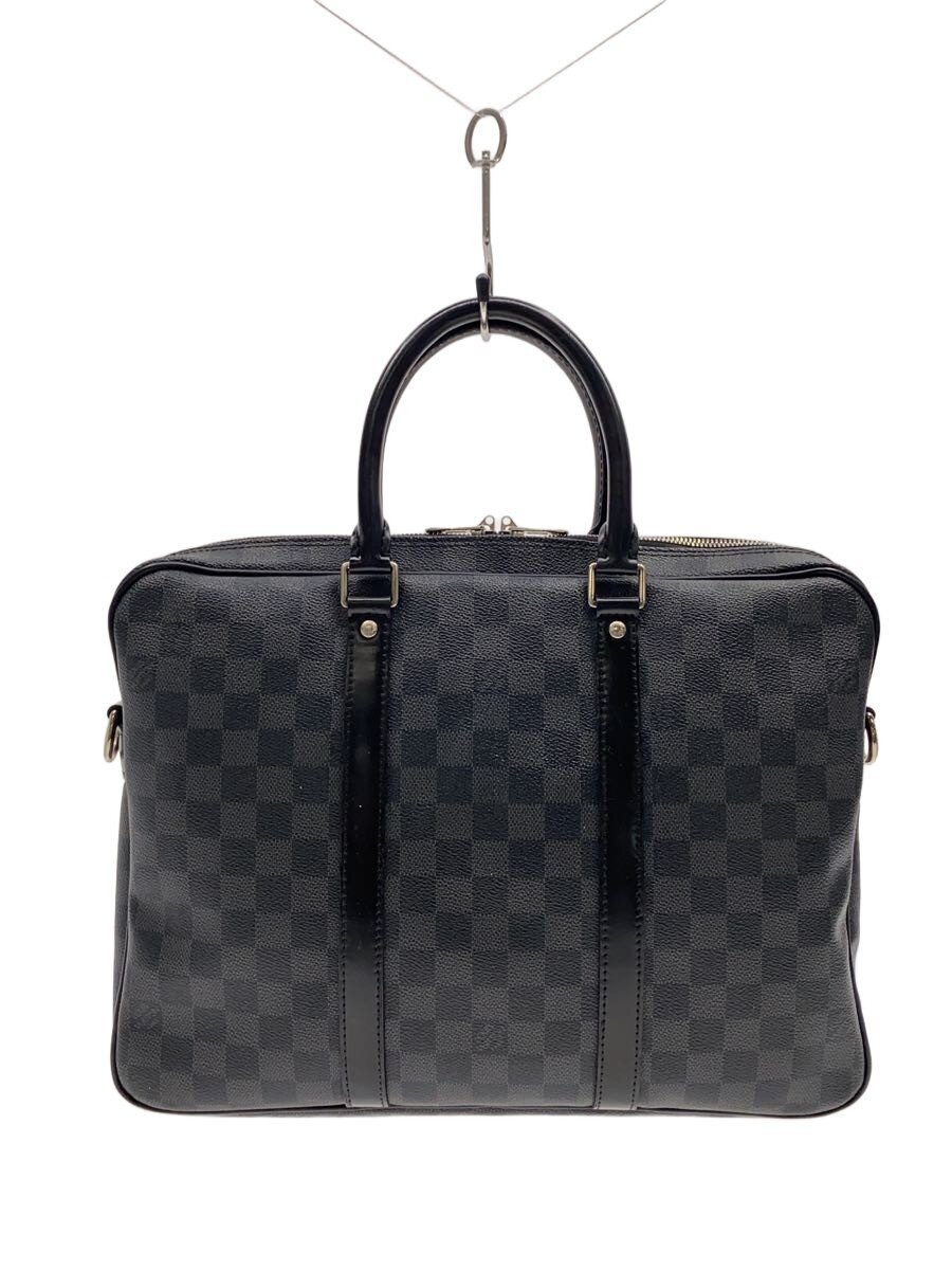 【中古】LOUIS VUITTON◆2)ポルト・ドキュマン・ヴォワヤージュPM_ダミエ・グラフィット/PVC/BLK【御徒面子】