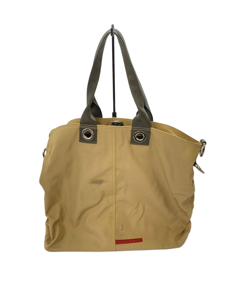 【中古】PRADA◆ショルダーバッグ/ナイロン/BEG//【御徒面子】