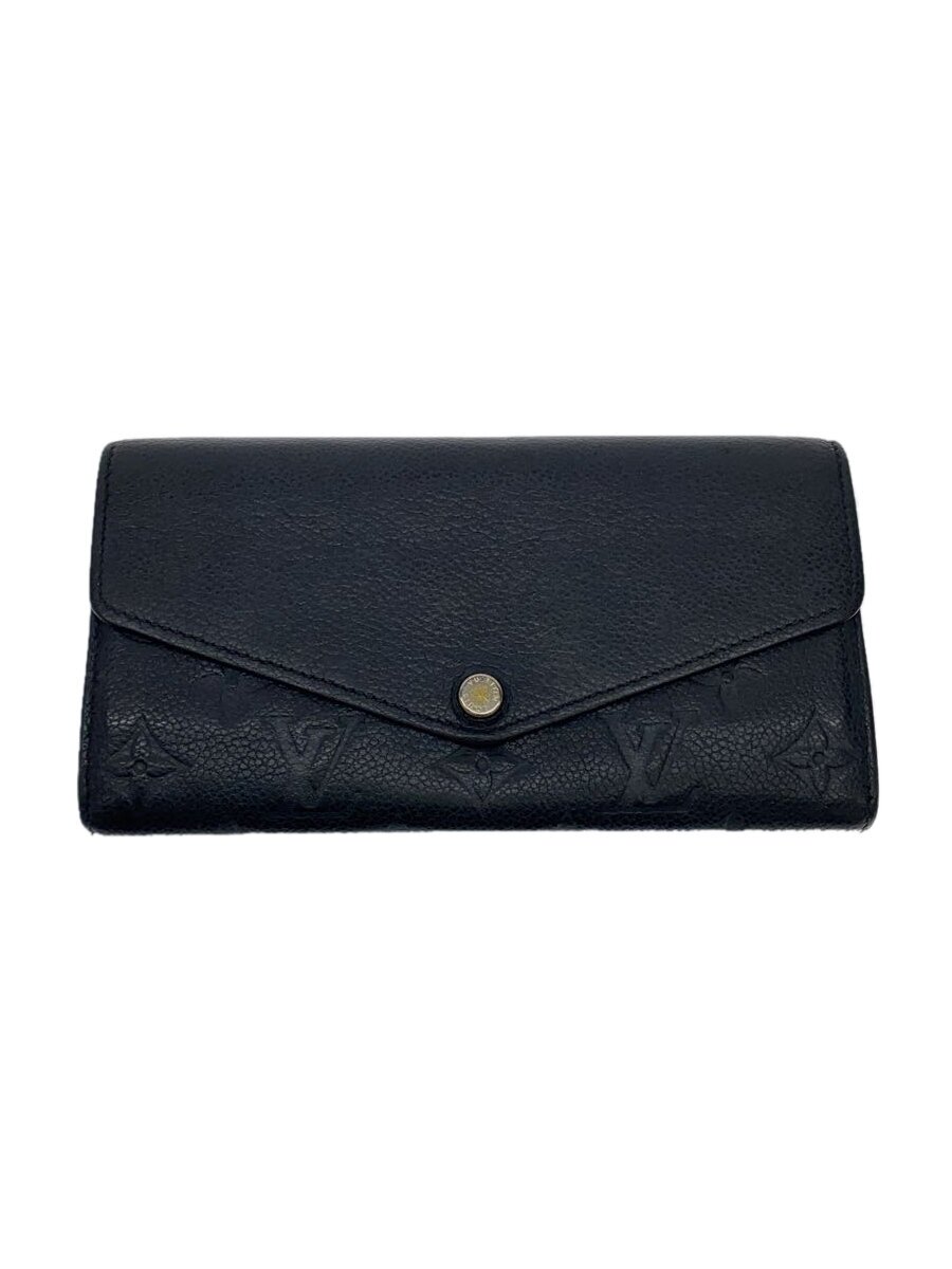 【中古】LOUIS VUITTON◆ポルト・フォイユ・サラ_モノグラム・アンプラント_BLK/レザー/BLK/レディース【服飾雑貨他】