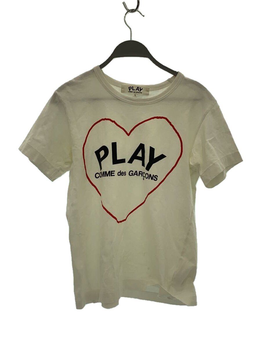 【中古】PLAY COMME des GARCONS◆ティーシャツ/L/綿織物/WHT【レディース御召しもの】