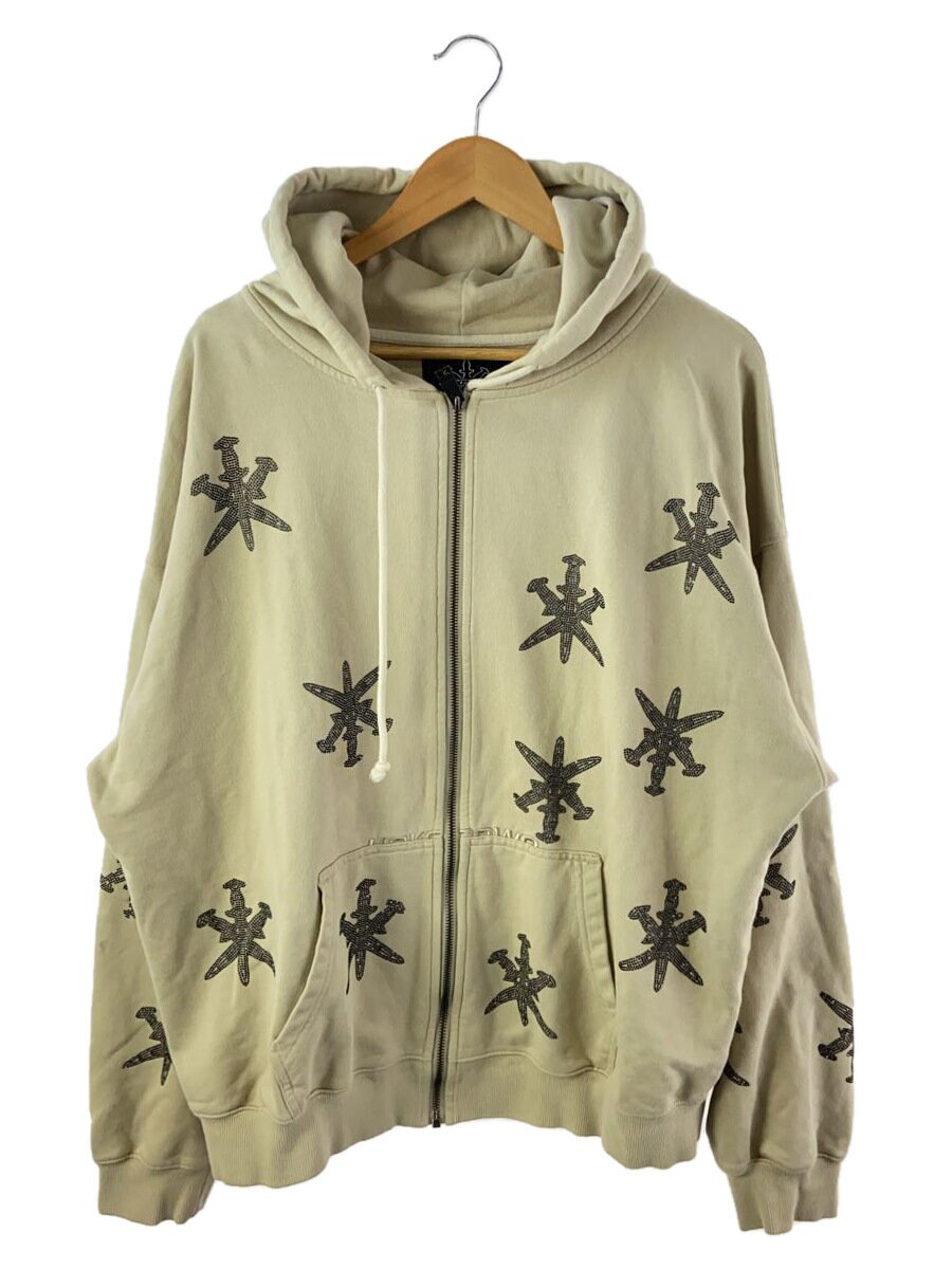 【中古】UNKNOWN LONDON◆ジップパーカー/XL/コットン/BEG/総柄/dagger rhinestone zip hoodie【メンズウェア】｜2ｎｄ STREET 店 8,628円
