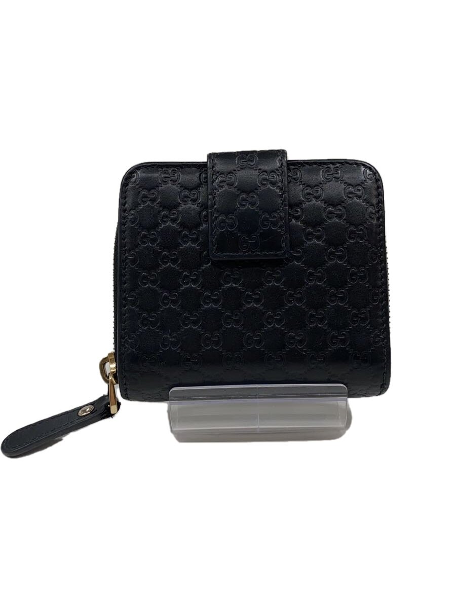【中古】GUCCI◆2つ折り財布_マイクログッチシマ/レザー/BLK/レディース【服飾雑貨他】｜2ｎｄ STREET 店
