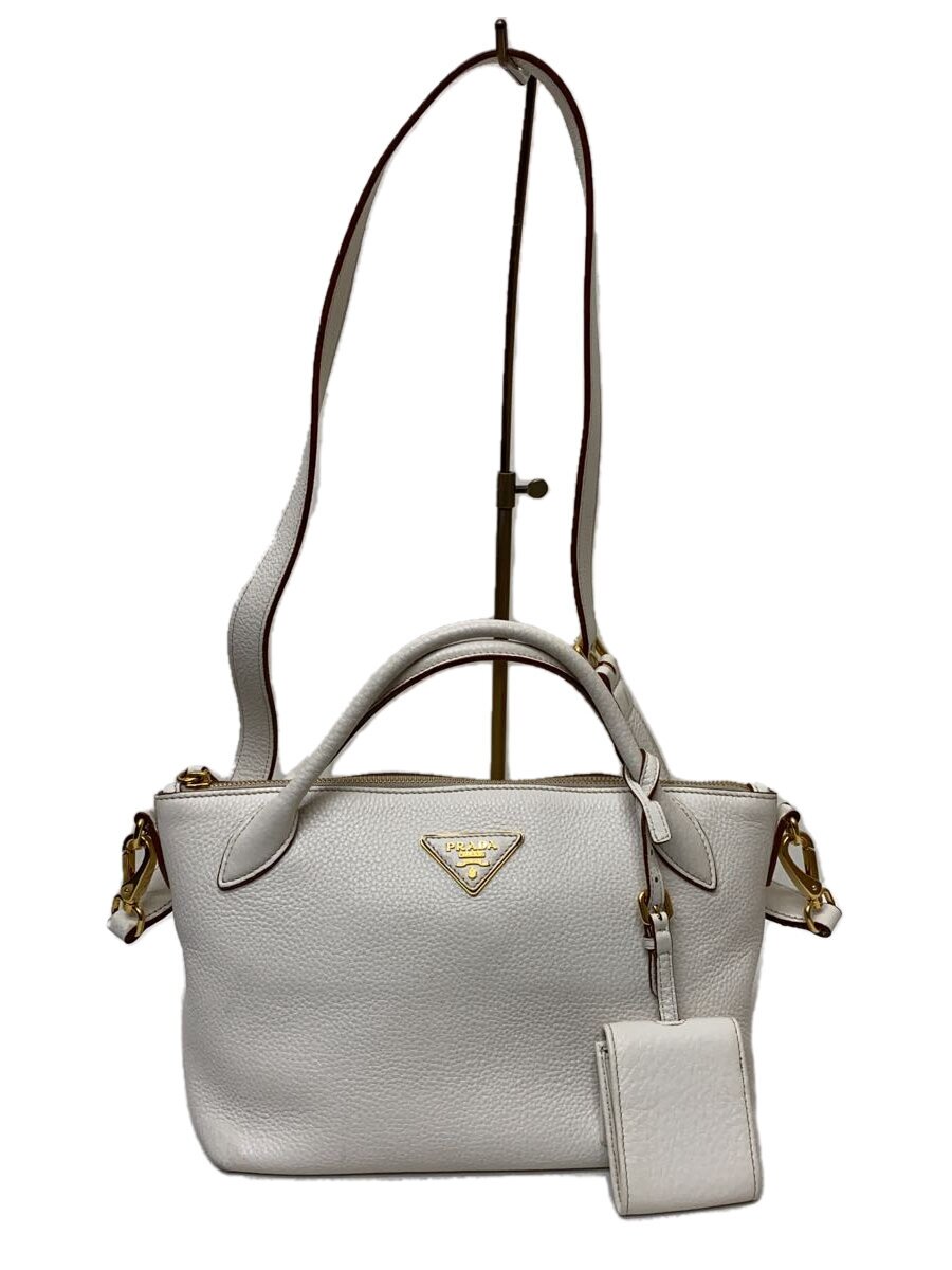 【中古】PRADA◆ハンドバッグ/レザー/WHT/無地/1BA111//【バッグ】｜2ｎｄ STREET 店