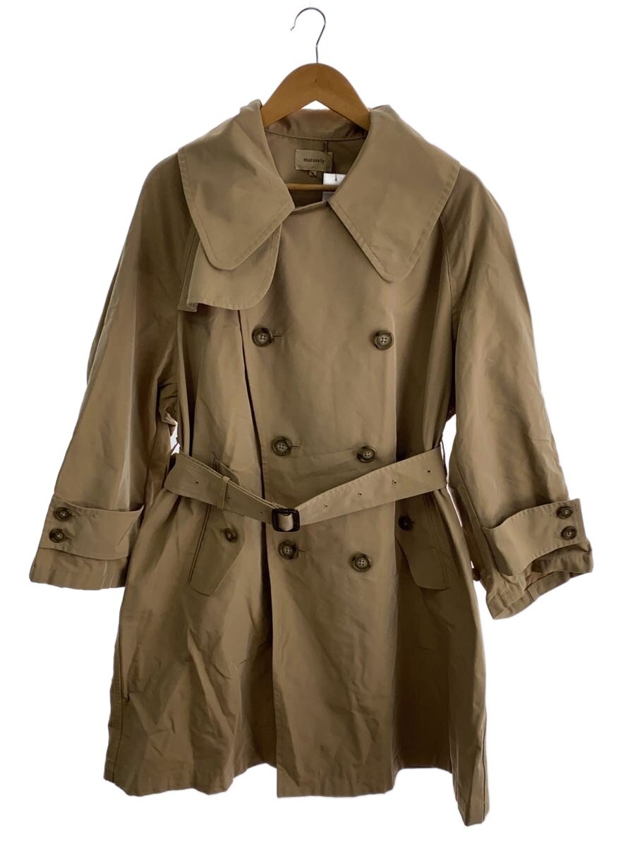 【中古】maturely◆25SS/メモリートレンチオーバーコート/0/ポリエステル/BEG/13-19-0091-803//【レディースお召しもの】