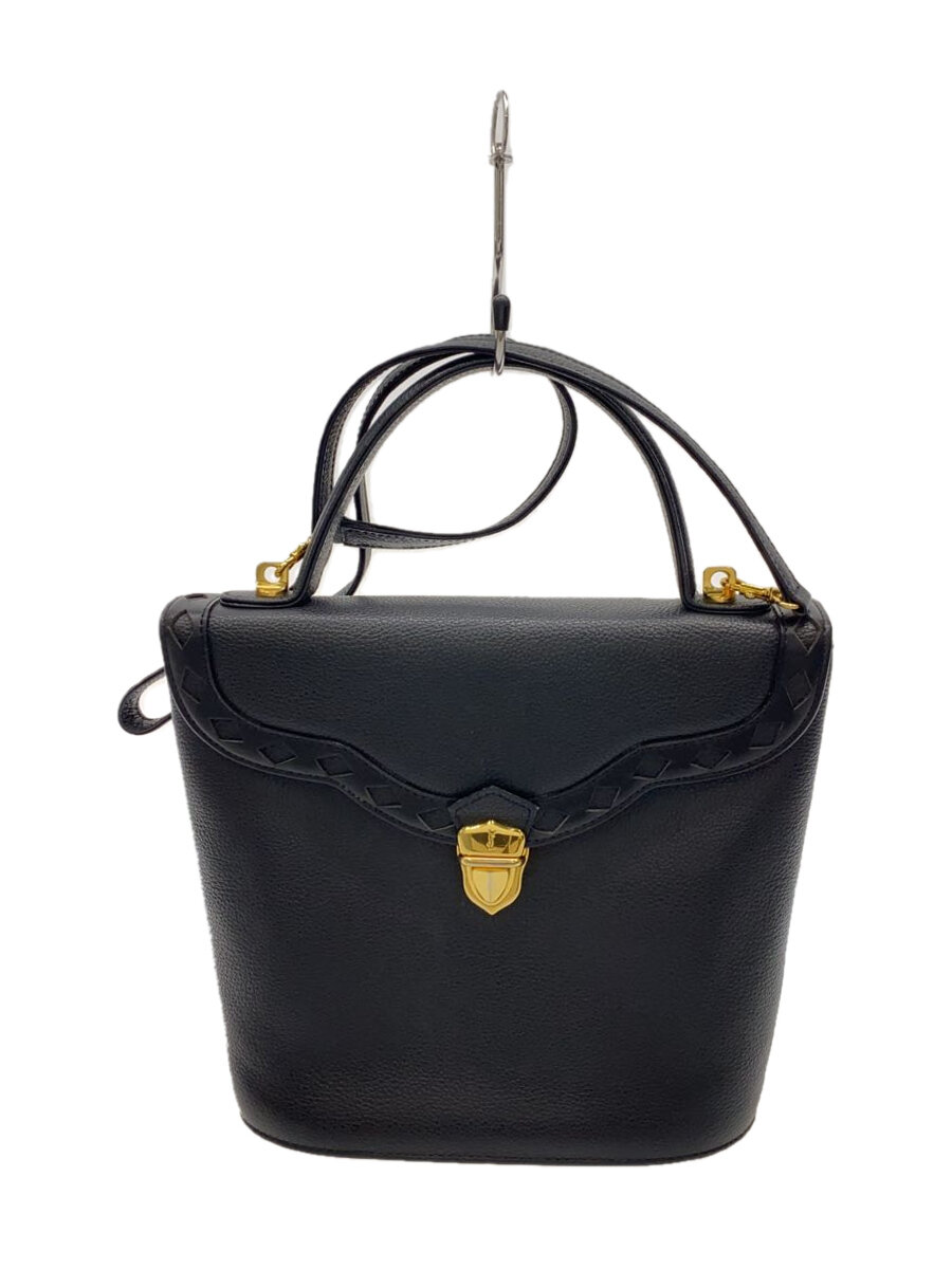 【中古】YVES SAINT LAURENT◆ショルダーバッグ/なめし革/BLK/無地/ヴィンテージ/金剛石とり捨てる/Old/【御徒面子】
