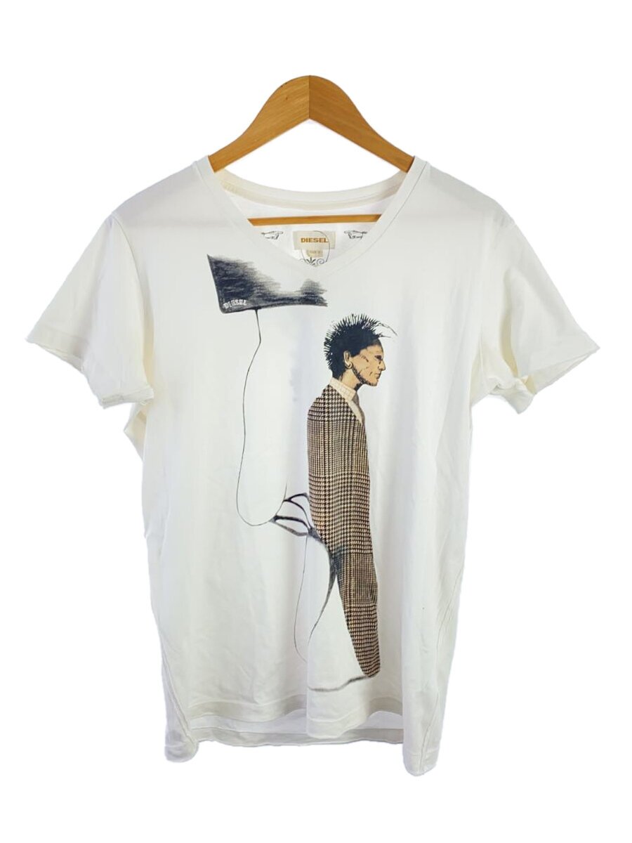 【中古】DIESEL◆プルオーバー/L/綿織物/白いこと【メンズウェア】
