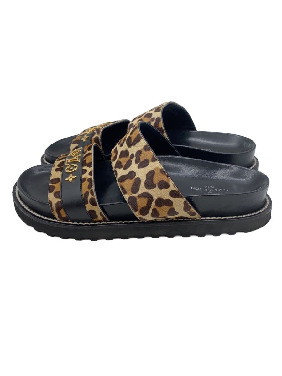 【中古】LOUIS VUITTON◆サンダル/37.5/BLK/なめし革/SC 0221【シューズ】