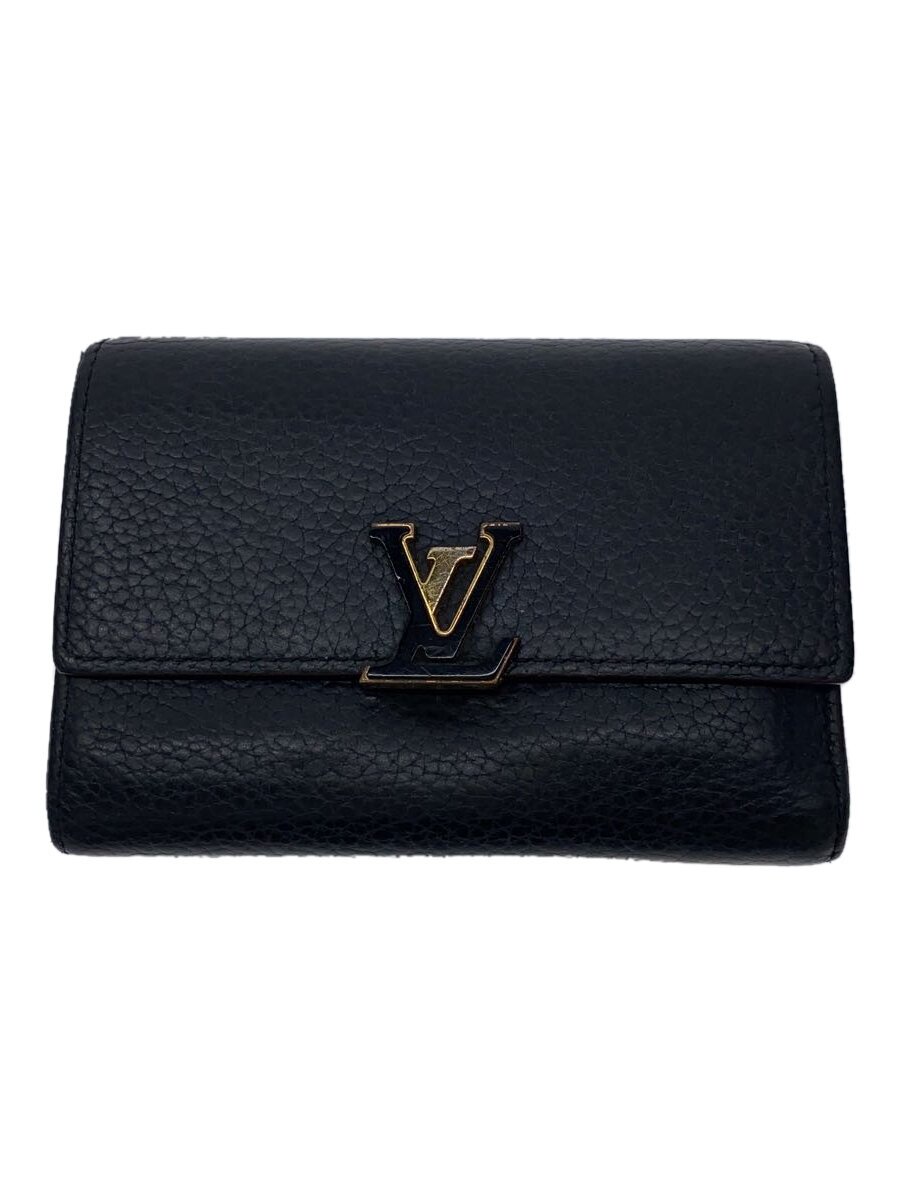 【中古】LOUIS VUITTON◆ポルト・フォイユ・カプシーヌ・コンパクト_パルナセア_BLK/牛皮/BLK/レディース【服飾雑貨他】 バッグ・小物・ブランド雑貨-その他