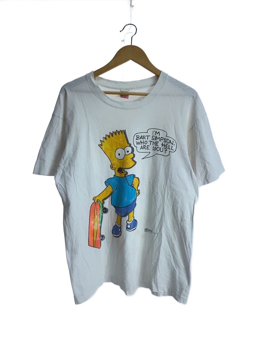 【中古】FRUIT OF THE LOOM◆USA製/89年/SIMPSON/プルオーバー/L/綿織物/WHT/刷り上げる【メンズウェア】