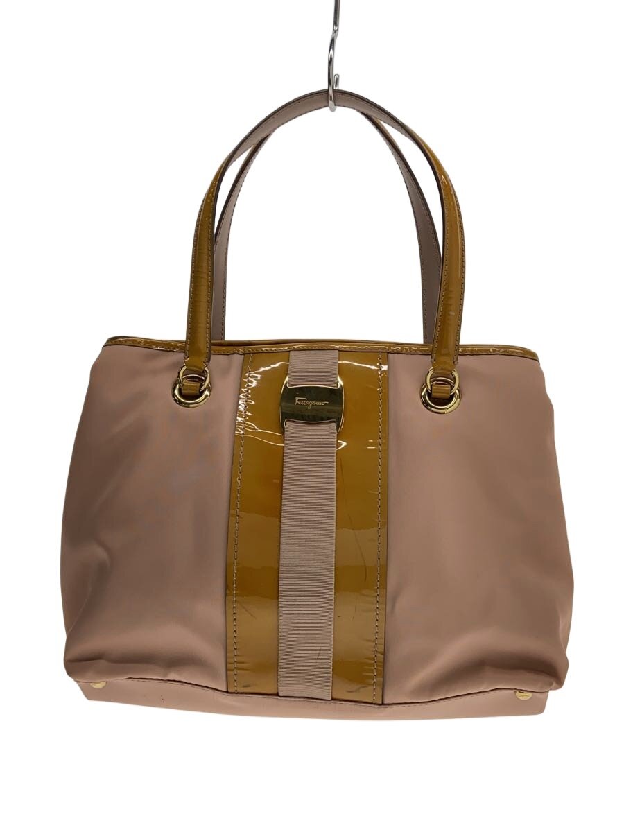 【中古】Salvatore Ferragamo◆トートバッグ/ナイロン/PNK/無地【御徒面子】
