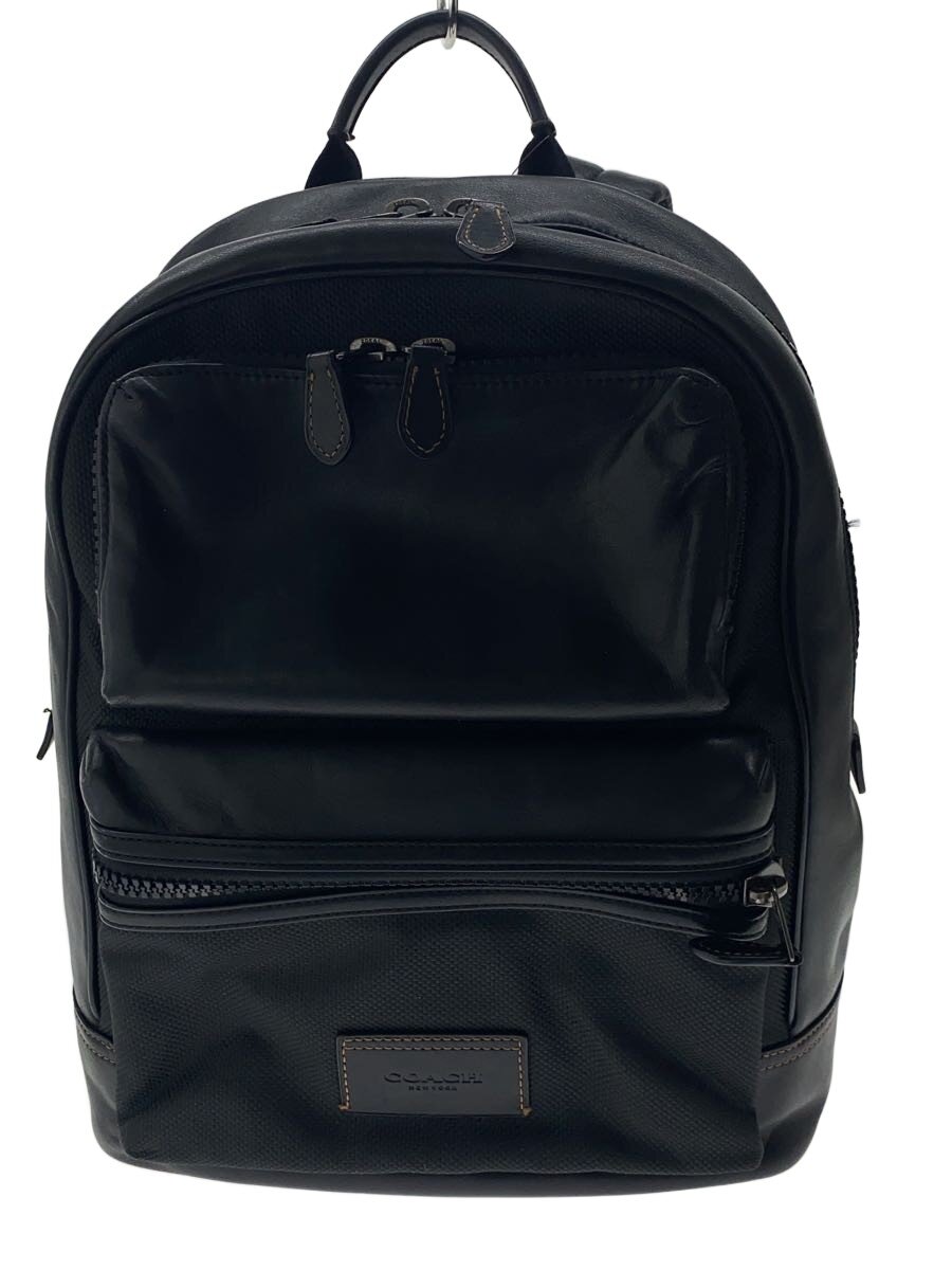 【中古】COACH◆馬のり・うしろ側容器に並べる_スムースレザー/なめし革/BLK/無地【御徒面子】