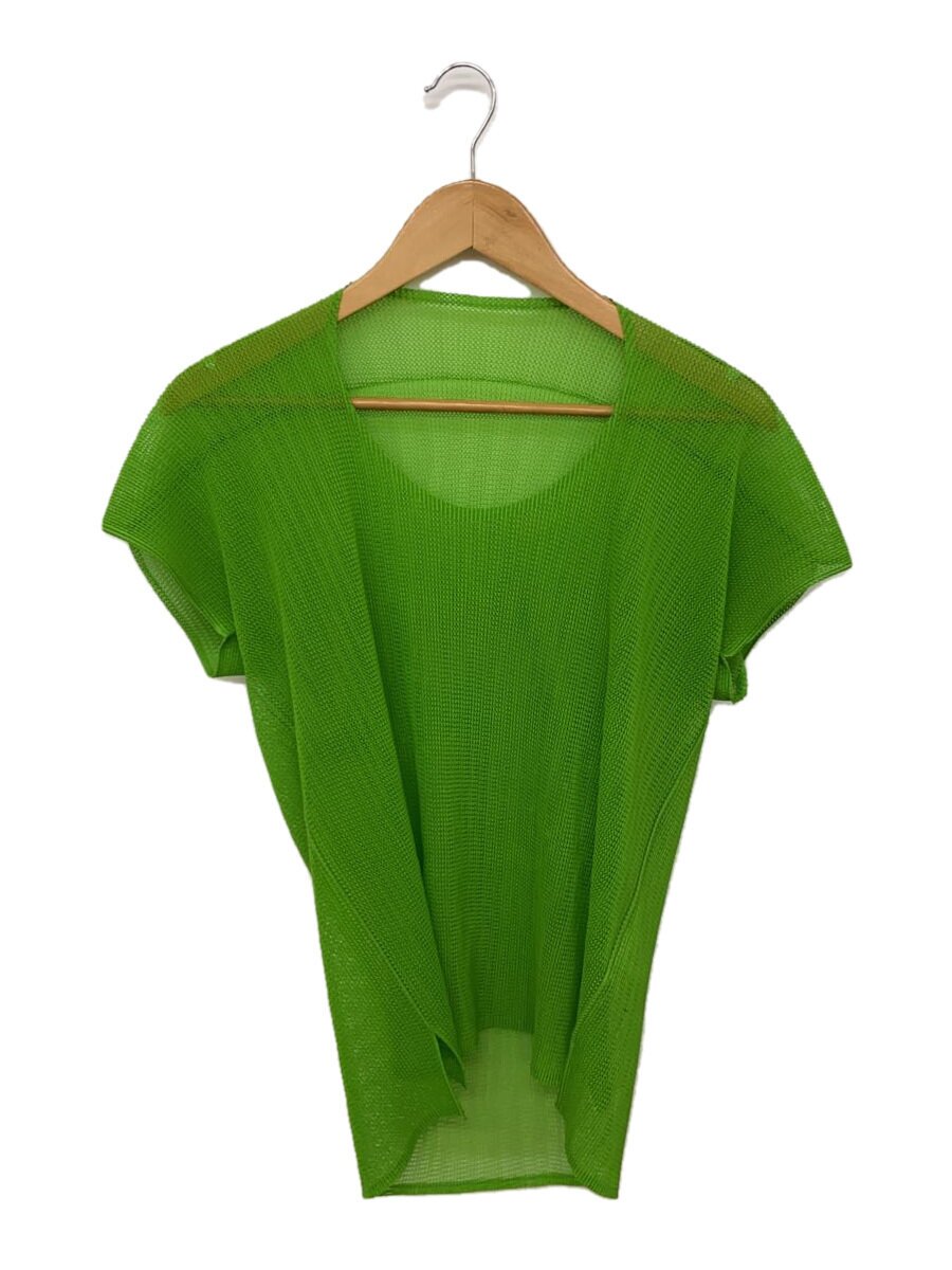 【中古】PLEATS PLEASE ISSEY MIYAKE◆メッシュ半袖カットソー/3/ポリエステル/GRN/FK253/? NULL ?【レディース御召しもの】