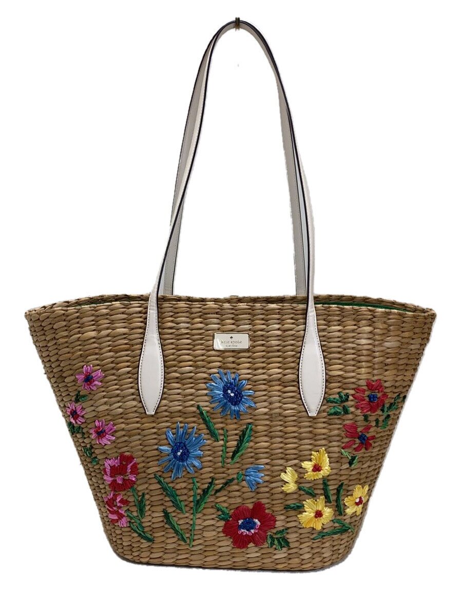 【中古】kate spade new york◆カゴ御徒面子/BEG/花柄/S362【御徒面子】