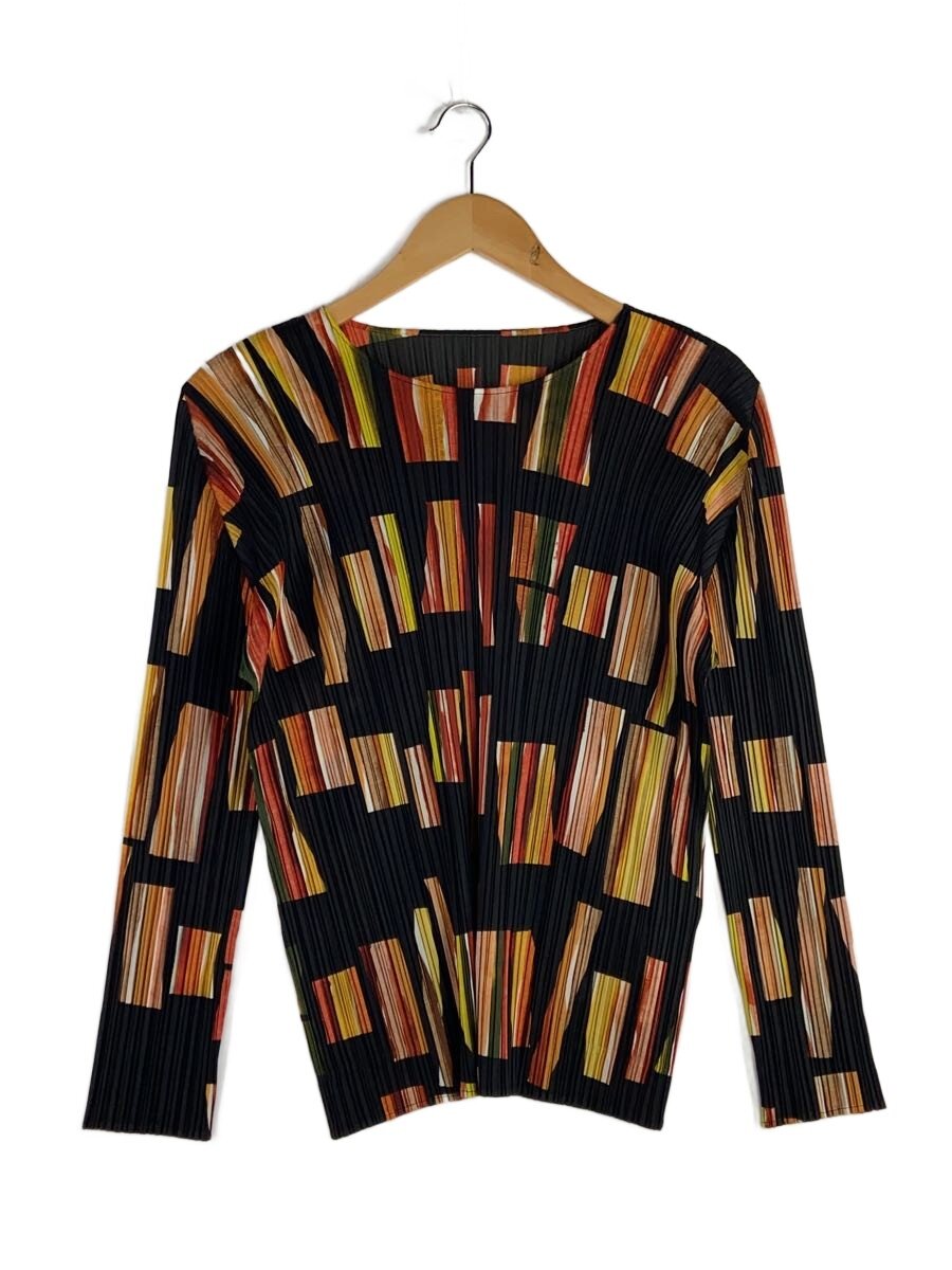 【中古】PLEATS PLEASE ISSEY MIYAKE◆プリーツプリーズイッセイミヤケ/長袖トップ/3/ポリエステル/マルチ色合い/PP01-JK771【レディースお召しもの】