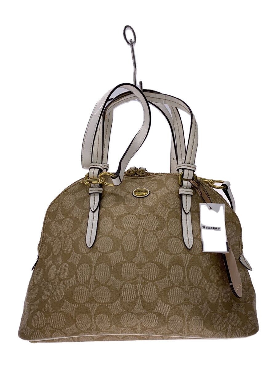 【中古】COACH◆ハンドバック_名書き/--/BEG/総柄【御徒面子】
