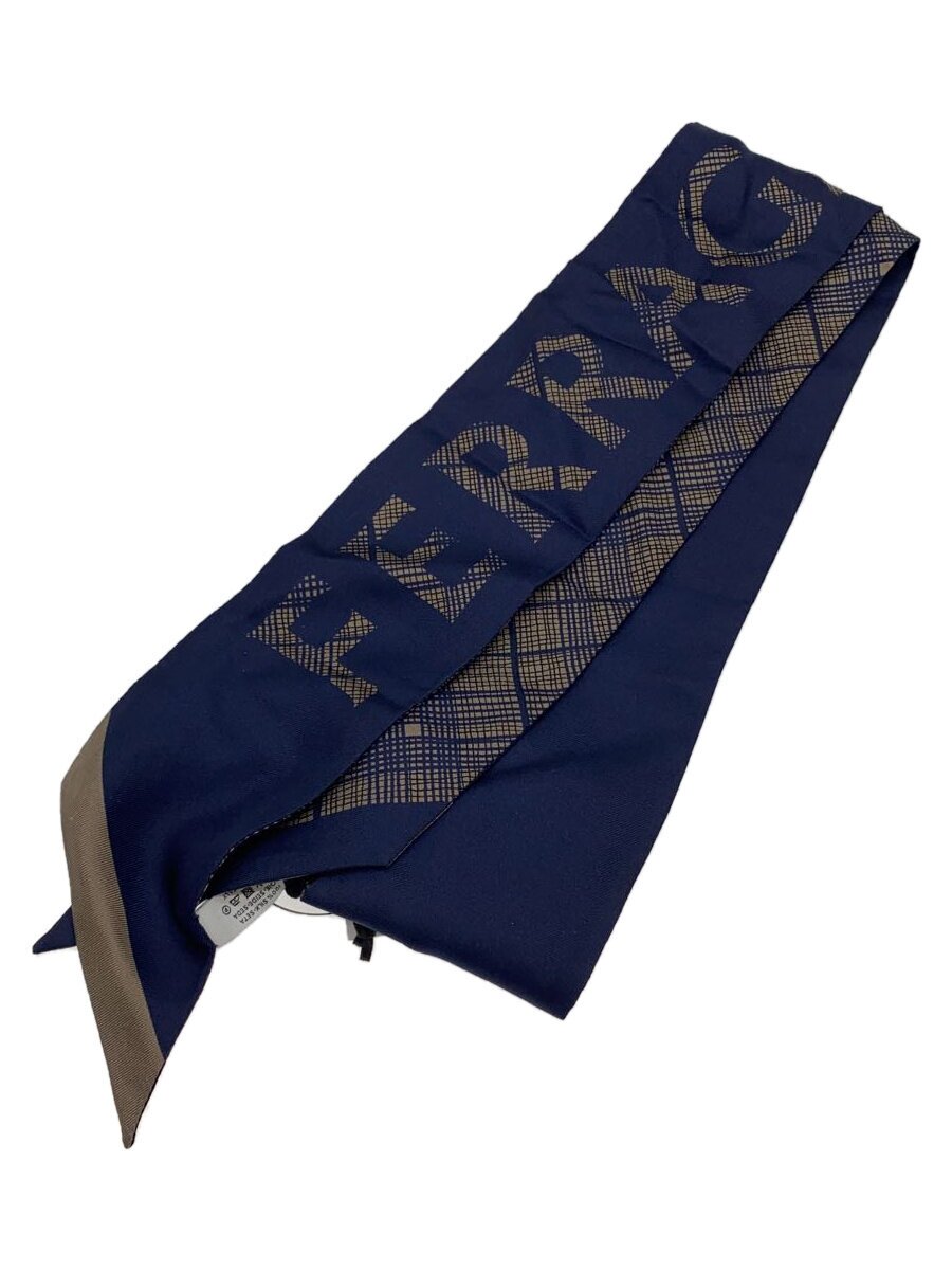 【中古】Salvatore Ferragamo◆バンドゥスカーフ/地絹/NVY/レディース【服飾雑貨他】