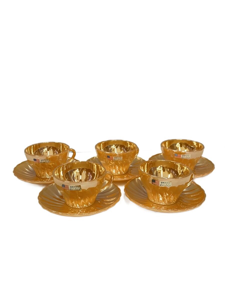【中古】Anchor Hocking◆カップ&ソーサー/5点セット/ORN【キッチン用品】
