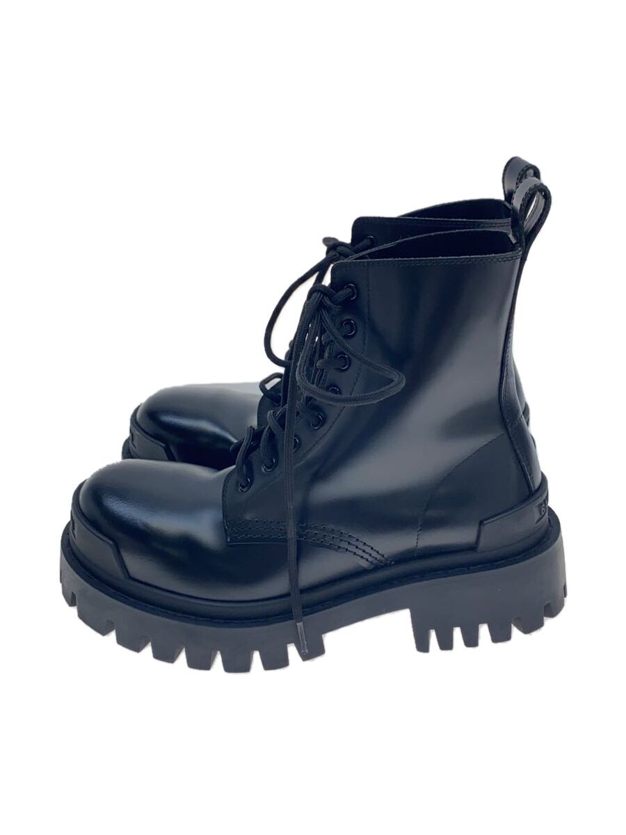【中古】BALENCIAGA◆レースアップブーツ/35/BLK/なめし革/Strike Lace Up Boots【シューズ】