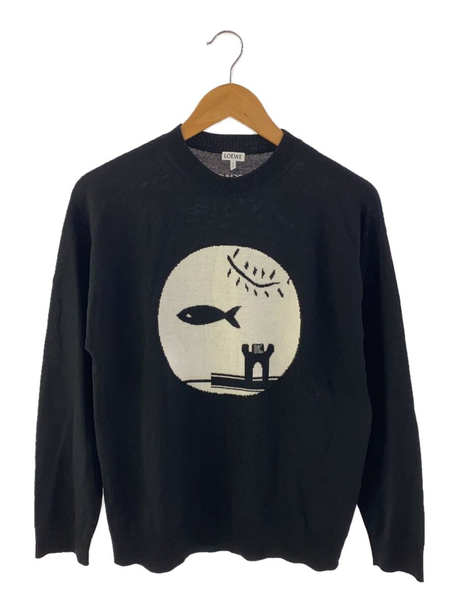 【中古】LOEWE◆21aw/フィッシュクルーネックニット・セーター(薄っぺら)/XS/羊毛/BLK【レディース御召しもの】