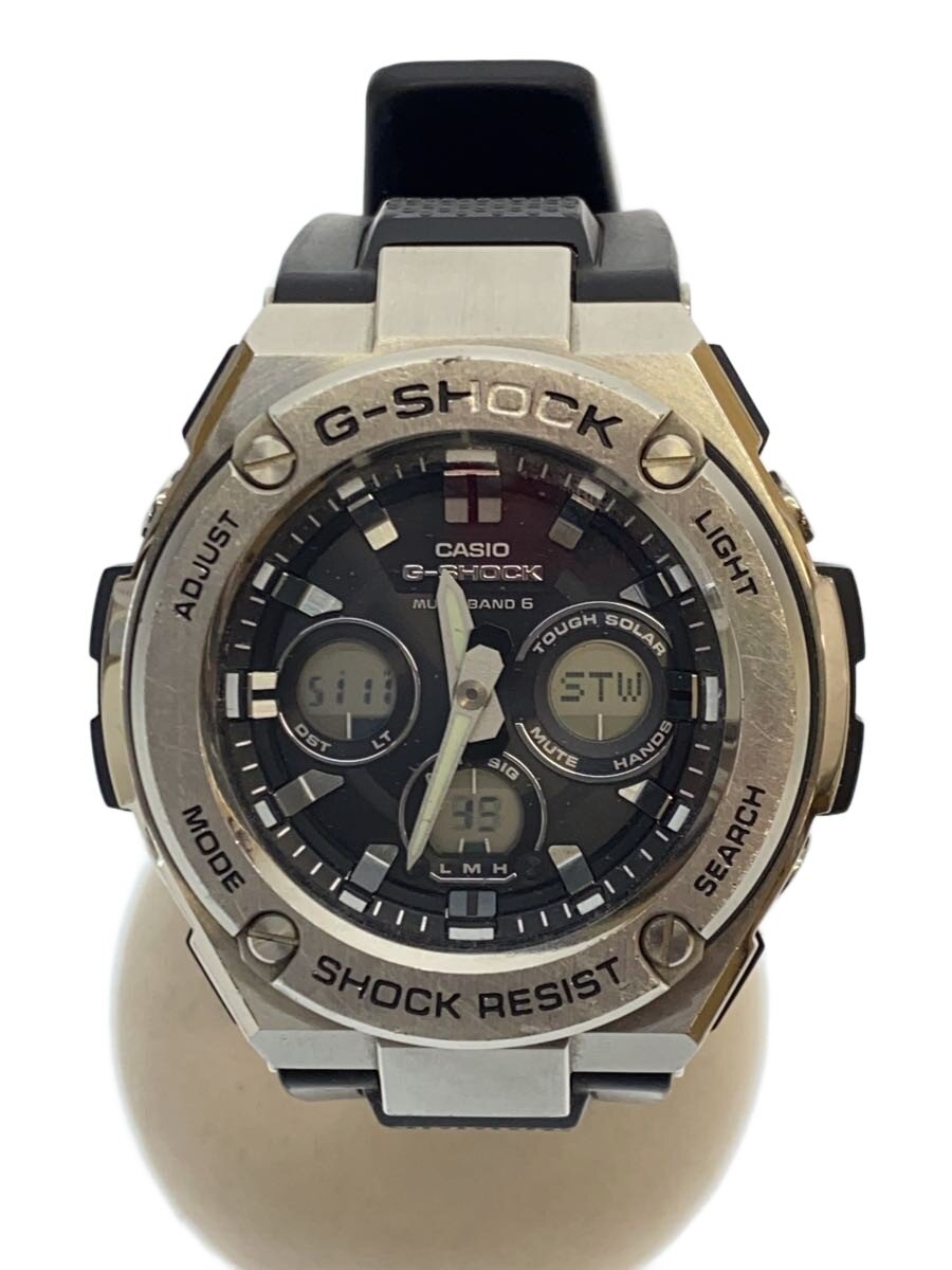 【中古】CASIO◆ソーラーウオッチ・G-SHOCK/デジアナ/天然ゴム/BLK/BLK【服飾雑貨他】