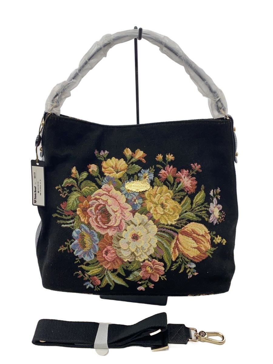 【中古】Think Bee!◆トートバッグ/--/BLK/花柄/A0001259【御徒面子】