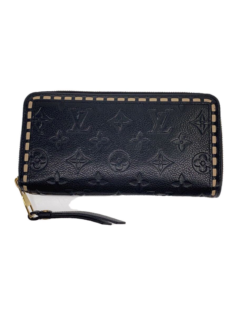 【中古】LOUIS VUITTON◆ジッピー・ウォレット_モノグラム・アンプラント_BLK/牛革/BLK/メンズ【服飾雑貨他】